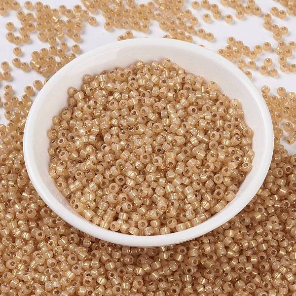 

PandaHall MIYUKI Round Rocailles Beads, Japanese Seed Beads, 8/0, (RR552) Dyed Light Apricot Silverlined Alabaster, 8/0, 3mm, Hole: 1mm..., Gold