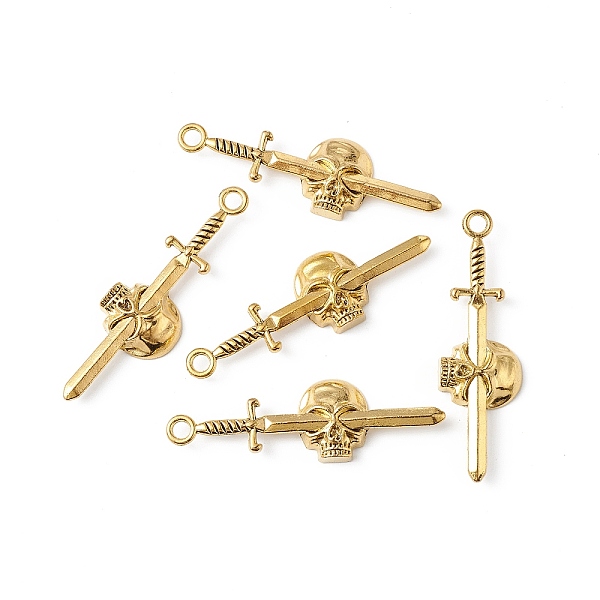 

PandaHall Tibetan Style Alloy Big Pendants, Sword with Skull Charm, Antique Golden, 55.5x17x5.5mm, Hole: 3.2mm Alloy Skull