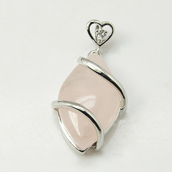 

PandaHall Natural Rose Quartz Pendants, with Brass Rhinestone Findings, Horse Eye, 36x17.5x7~9mm, Hole: 2.5x4mm Rose Quartz Oval Pink