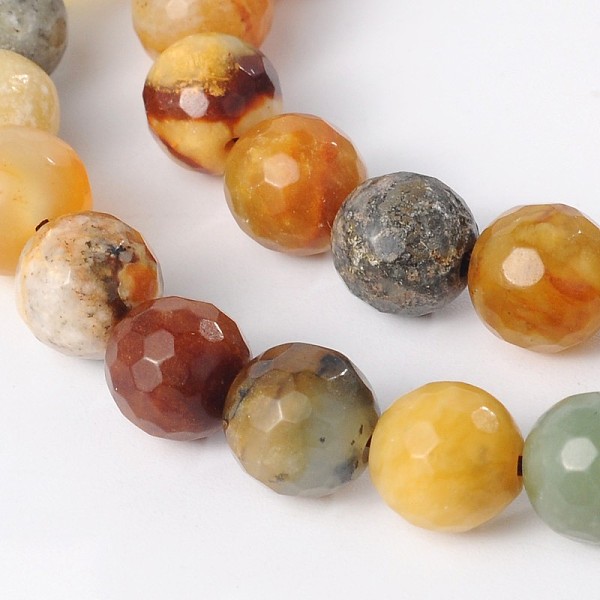 

PandaHall Natural Xiuyan Jade Strands, Round, Faceted, 8mm, Hole: 1mm, about 49pcs/strand, 15.4 inch Xiuyan Jade Round