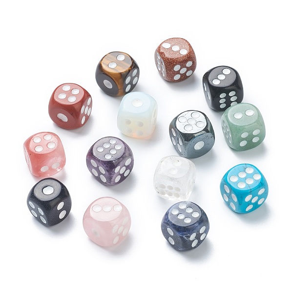 

PandaHall Natural & Synthetic Gemstone Cabochons, Dice, 15x15x15mm Mixed Stone Dice