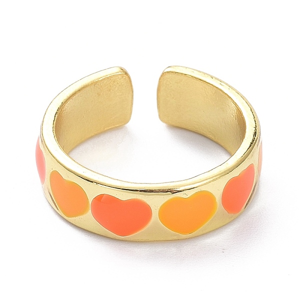 

PandaHall Heart Pattern Alloy Enamel Cuff Rings, Open Rings, Light Gold, Orange, 6.5mm, US Size 7 1/4(17.5mm) Alloy Heart Orange