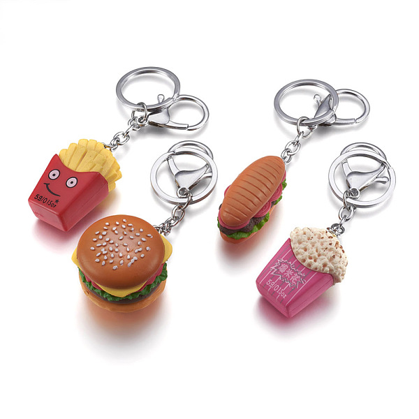 

PandaHall Iron Keychain, with Alloy Lobster Claw Clasps and Plastic, Food, Mixed Color, 110~115mm Iron Food Multicolor