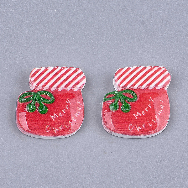 

PandaHall Resin Cabochons, Christmas Sock, Red, 19x18x4mm Resin Christmas Socking Red
