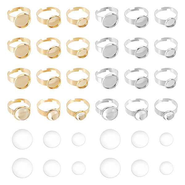 

PandaHall DICOSMETIC 48Pcs 2 Colors Flat Round Ring Pad Cabochon Ring Base Bezel for Ring Blank Base Stainless Steel Pad Ring Base Jewelry...