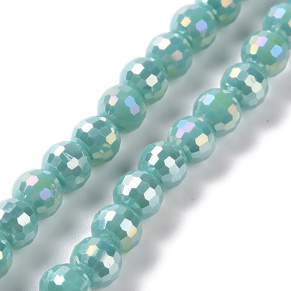 

PandaHall Electroplate Opaque Solid Color Glass Beads Strands, AB Color Plated, Faceted(96 Facets), Round, Light Sea Green, 5~6mm, Hole...