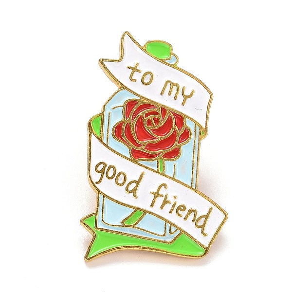 

PandaHall To My Good Frieng Word Enamel Pin, Bottle with Rose Shape Alloy Enamel Brooch for Backpack Clothes, Golden, Colorful, 32x20x9.5mm...