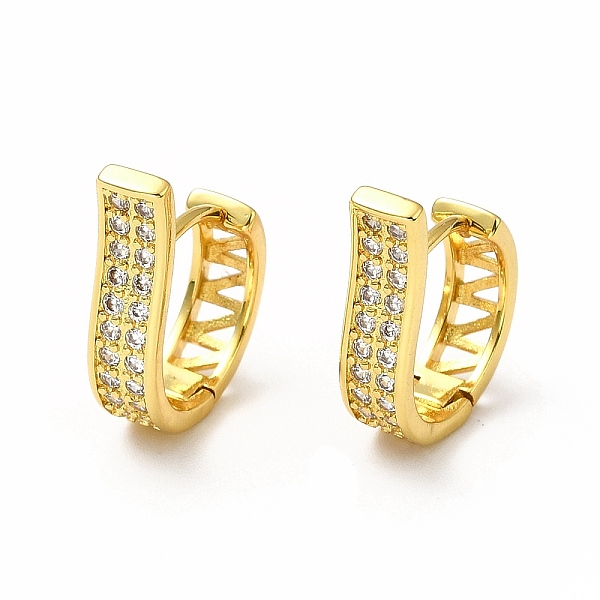 

PandaHall Clear Cubic Zirconia Rectangle Hoop Earrings, Rack Plating Brass Jewelry for Women, Lead Free & Cadmium Free, Real 18K Gold Plated...