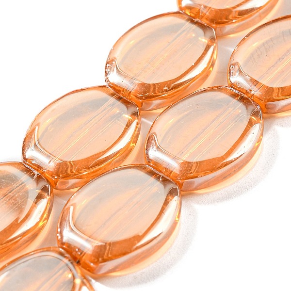 

PandaHall Pearl Luster Plated Electroplate Transparent Glass Beads Strands, Oval, Sandy Brown, 17x13.5x4.5mm, Hole: 1.2mm, about...