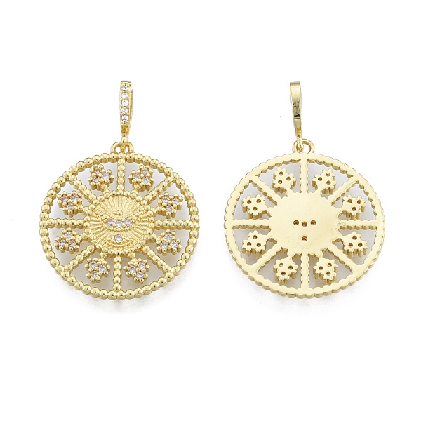 

PandaHall Brass Micro Pave Clear Cubic Zirconia Pendants, Flat Round, Real 18K Gold Plated, 25.5x23x2mm, Hole: 3.5x5.5mm Brass+Cubic...