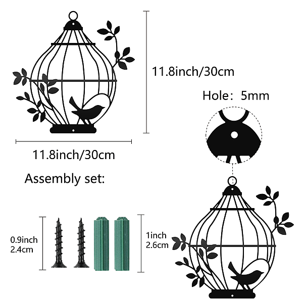 

PandaHall CREATCABIN Bird Metal Wall Art Birdcage Wall Decor Black Wall Sculptures Decorative Hanging Plaques Ornaments Iron Abstract for...