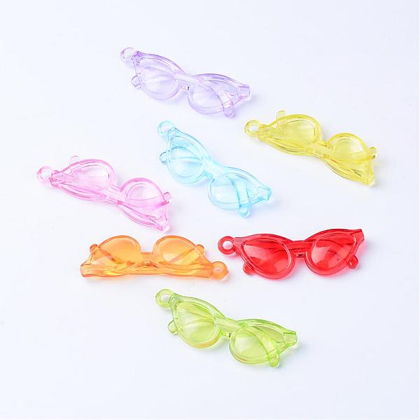 

PandaHall Transparent Acrylic Big Pendants, Glasses/Spectacles, Mixed Color, 63.5x20x8mm, Hole: 4mm, about 112pcs/500g Acrylic Glasses..., Multicolor