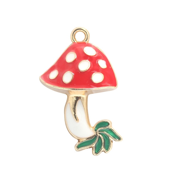 

PandaHall Golden Tone Alloy Enamel Pendants, Mushroom Charm, Green, 26x16mm Alloy+Enamel Mushroom Green