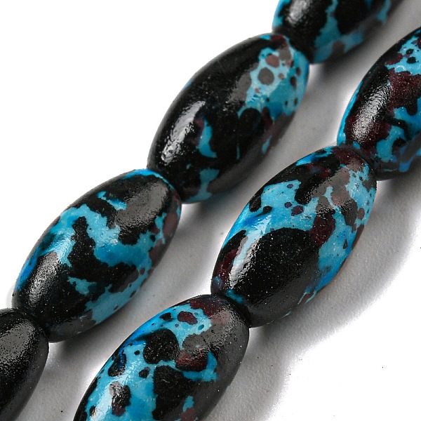 

PandaHall Spray Painted Synthetic Turquoise Beads Strands, Oval, Black, 12x6.5mm, Hole: 1.2~1.4mm, about 33pcs/strand, 15.55~15.75''...
