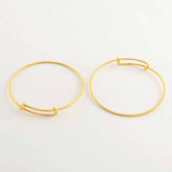 

PandaHall Adjustable Brass Bangle Making, Cadmium Free & Lead Free, Expandable Bangles, Golden, 2-3/4 inch(70mm) Brass