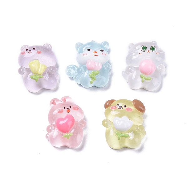 

PandaHall Luminous Cute Animal Translucent Resin Decoden Cabochons, Glow in the Dark Rabbit & Dog & Cat Shape, Mixed Shapes, Mixed Color..., Multicolor