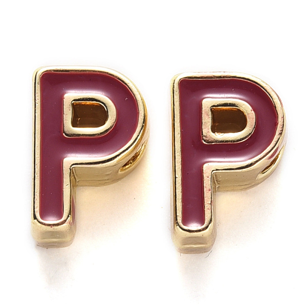 

PandaHall Rack Plating Alloy Enamel Beads, Cadmium Free & Nickel Free & Lead Free, Light Gold, Brown, Letter.P, P: 10x7x5mm, Hole: 1.6mm...