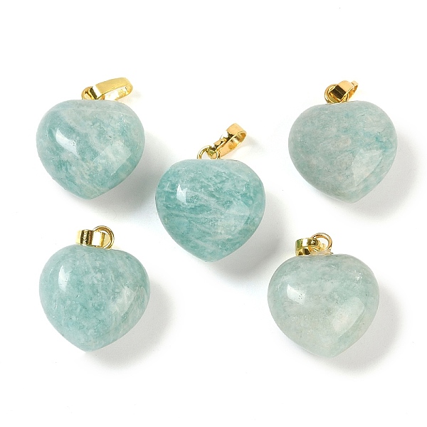 

PandaHall Natural Amazonite Pendants, Heart Charms with Brass Snap on Bails, Golden, 18x15.5x10mm, Hole: 5x3mm Amazonite Heart