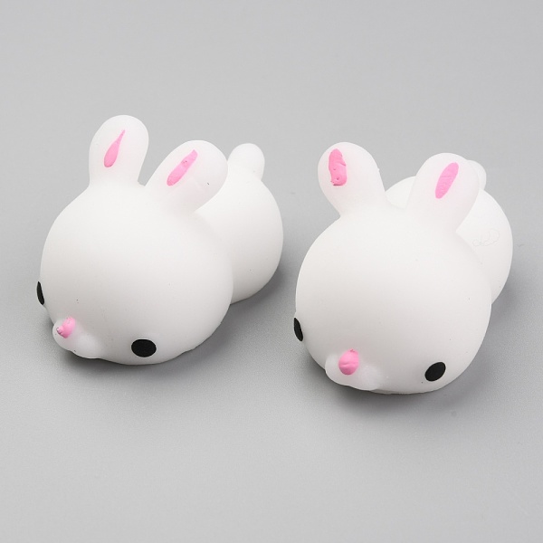 PandaHall Rabbit Shape Stress Toy, Funny Fidget Sensory Toy, for Stress Anxiety Relief, White, 40x25x25mm Plastic White