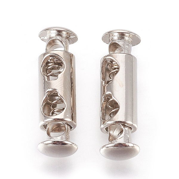 

PandaHall Alloy Spring Cord Locks, Platinum, 27x8mm, Hole: 4mm Alloy