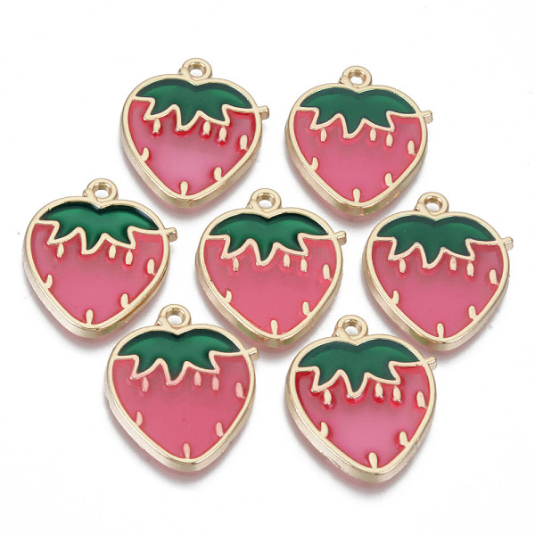 

PandaHall Transparent Epoxy Resin Pendants, with Alloy Findings and Enamel, Cadmium Free & Lead Free, Strawberry, Light Gold, Hot Pink...