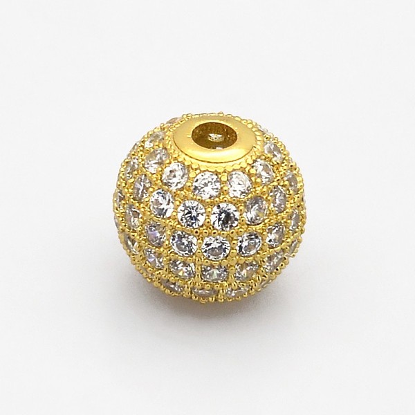 

PandaHall CZ Brass Micro Pave Grade AAA Clear Color Cubic Zirconia Round Beads, Cadmium Free & Nickel Free & Lead Free, Golden, 8mm, Hole...
