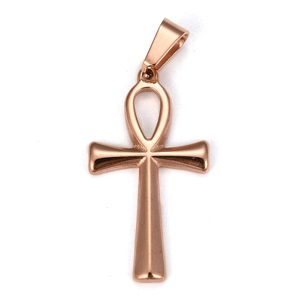 

PandaHall 304 Stainless Steel Pendants, for Jewelry Making, Ankh Cross, Rose Gold, 30x16x2mm, Hole: 4.5x7mm 304 Stainless Steel Cross