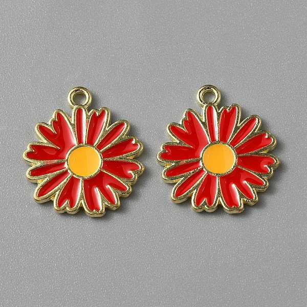 

PandaHall Light Gold Plated Alloy Enamel Pendants, Daisy Charms, Red, 18x16x1mm, Hole: 1.3mm Alloy+Enamel Flower Red