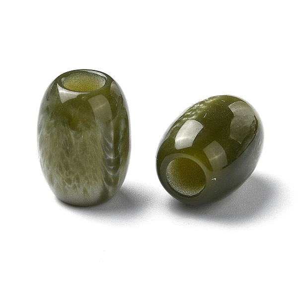 

PandaHall Resin European Beads, Large Hole Barrel Beads, Olive, 16x12x12mm, Hole: 5mm Resin Barrel Green