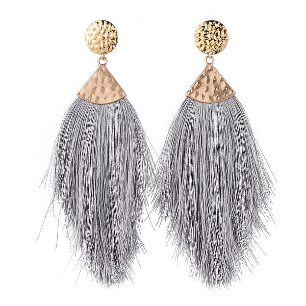 

PandaHall Polyester Tassel Dangle Earrings, with 304 Stainless Steel Stud Earring Findings, Golden, Mixed Color, 117~120mm, Pin: 0.7mm..., Multicolor