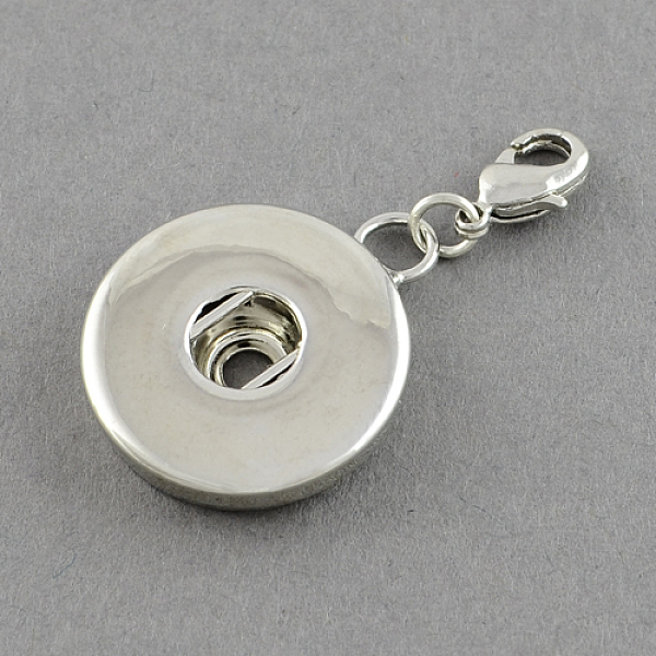 

PandaHall Brass Rhinestone Snap Pendant Making, with Lobster Claw Clasps, Flat Round, Platinum, 35x19x5mm, Hole: 7x4mm, Fit Snap Buttons in...