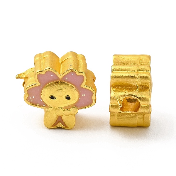 

PandaHall Alloy Enamel Beads, Rack Plating, Flower Character, Matte Gold Color, Pink, 11x12x7mm, Hole: 3mm Alloy+Enamel Flower Pink