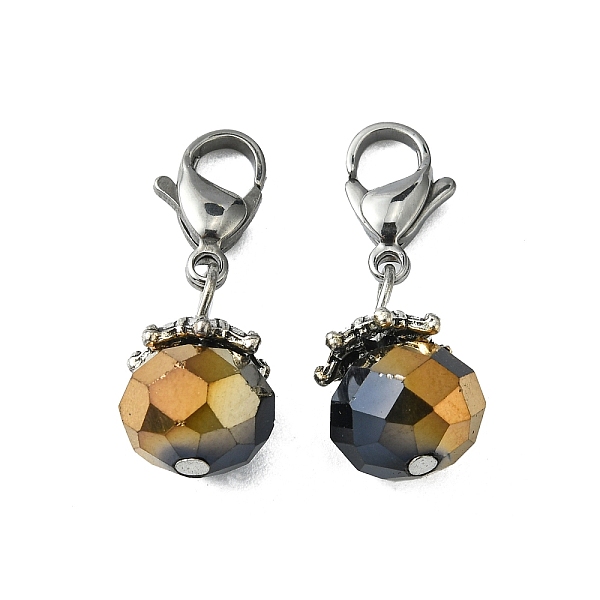 

PandaHall Electroplate Faceted Glass Pendants, with 304 Stainless Steel Lobster Claw Clasps, Round, Black, 25mm, Pendant: 14.5x9mm Stainless...