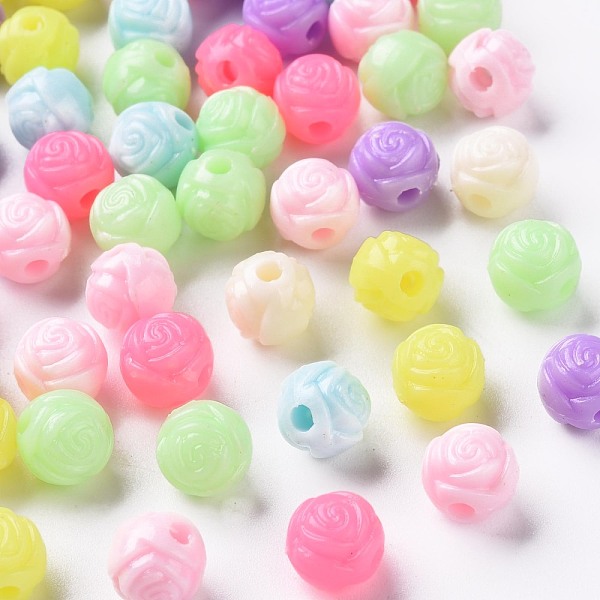 

PandaHall Opaque Polystyrene(PS) Plastic European Beads, Large Hole Beads, Wool Ball Shape, Mixed Color, 8x7mm, Hole: 2mm, about 2270pc/500g..., Multicolor