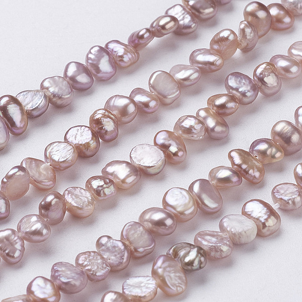 

PandaHall Natural Cultured Freshwater Pearl Beads Strands, Baroque Keshi Pearl Beads, Two Sides Polished, Flamingo, 5~7x4~5x3~4mm, Hole..., Pink