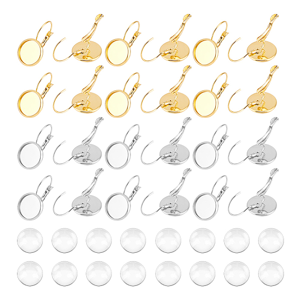 

PandaHall Unicraftale DIY Blank Dome Earring Making Kit, Including Flat Round 304 Stainless Steel Leverback Earring Settings, Glass...