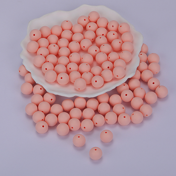 

PandaHall Round Silicone Focal Beads, Chewing Beads For Teethers, DIY Nursing Necklaces Making, Bisque, 15mm, Hole: 2mm Silicone Round..., Orange