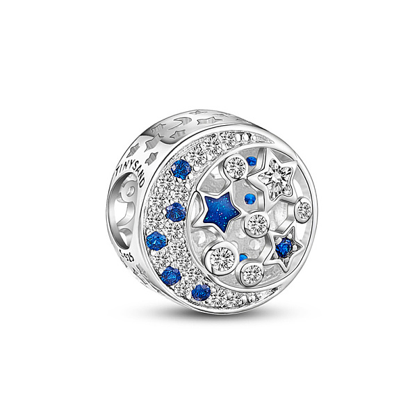 TINYSAND Rhodium Plated 925 Sterling Silver European Bead