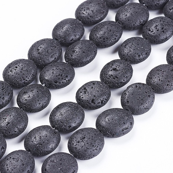 

PandaHall Natural Lava Rock Beads Strands, Oval, 15~15.5x13~13.5x6.5~7.5mm, Hole: 0.8mm, about 12~13pcs/strand, 6.8~7.5 inch(17.5~19.2cm)..., Black