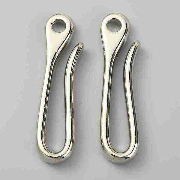 

PandaHall U-Shaped Brass Key Hook Shanckle Clasps, for Wallet Chain, Key Chain Clasp, Pocket Clip, Platinum, 60x16x7mm, Hole: 5.5mm Brass
