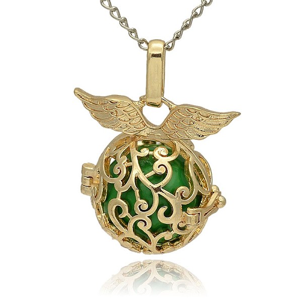 

PandaHall Golden Tone Brass Hollow Round Cage Pendants, with No Hole Spray Painted Brass Ball Beads, Lime Green, 26x26x19mm, Hole: 3x8mm...