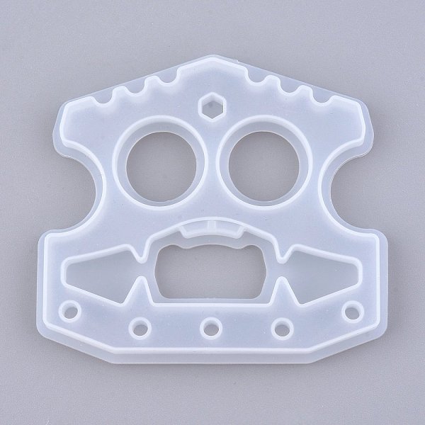 PandaHall Self Defense Silicone Molds, Resin Casting Molds, for Self Defense Finger Weapons Monster Keychains Molds, White, 78x87x7mm, Hole...