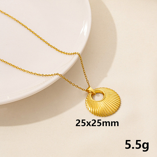 

PandaHall 304 Stainless Steel Hollow Round Pendant Necklaces, Cable Chain Necklaces Stainless Steel