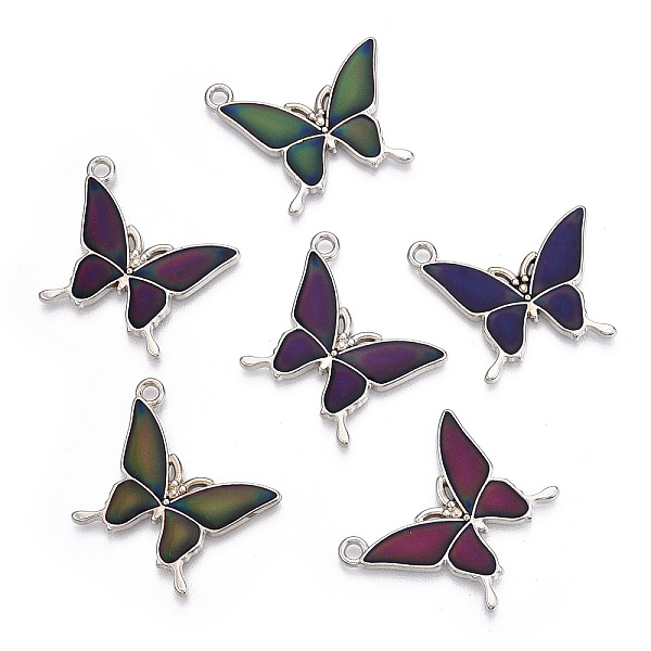 

PandaHall Alloy Enamel Pendants, Changing Color Mirage Mood Pendants, Cadmium Free & Lead Free, Butterfly, Platinum, Black, 26x23x1.8mm...