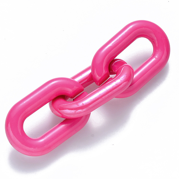 

PandaHall Opaque Acrylic Linking Rings, Quick Link Connectors, for Cable Chains Making, Pearlized, Oval, Deep Pink, 31x19.5x5.5mm, Inner...