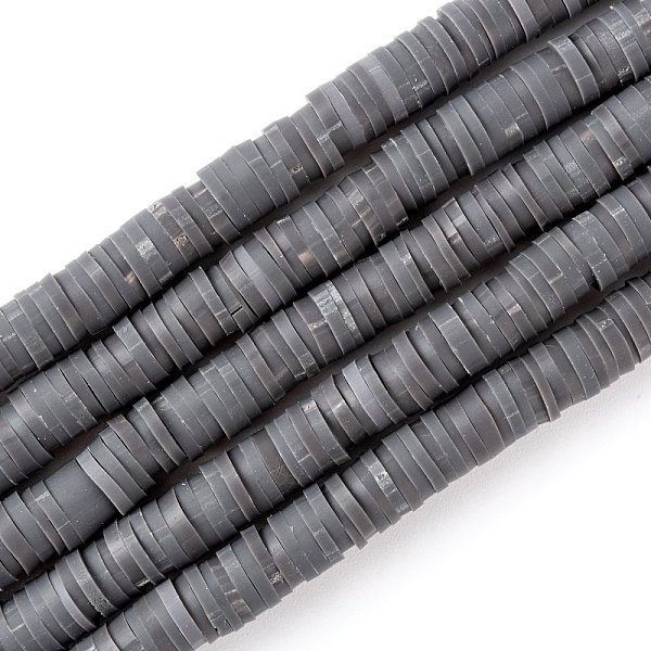

PandaHall Handmade Polymer Clay Beads Strands, for DIY Jewelry Crafts Supplies, Heishi Beads, Disc/Flat Round, Dark Gray, 6x0.5~1mm, Hole...
