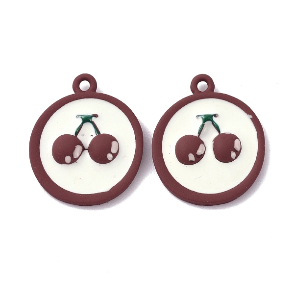 

PandaHall Alloy Enamel Pendant, Flat Round with Cherry, Floral White, 21x18x3.5mm, Hole: 1.5mm Alloy+Enamel Flat Round