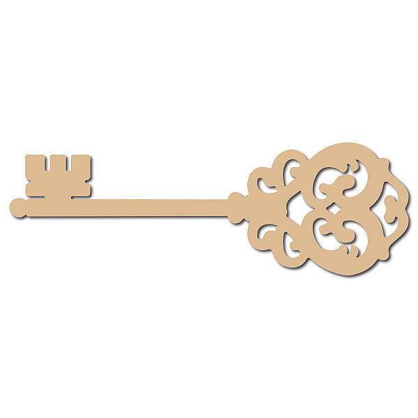 

PandaHall Laser Cut Unfinished Basswood Wall Decoration, for Kids Painting Craft, Home Decoration, Key Pattern, 10x30x0.5cm Wood Key Orange