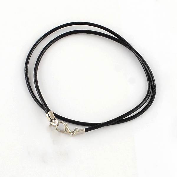 

PandaHall Waxed Cotton Cord Necklace Making, with Alloy Lobster Claw Clasps, Platinum, Black, 17.52 inch(44.5cm), 1.5mm Waxed Cotton Cord...