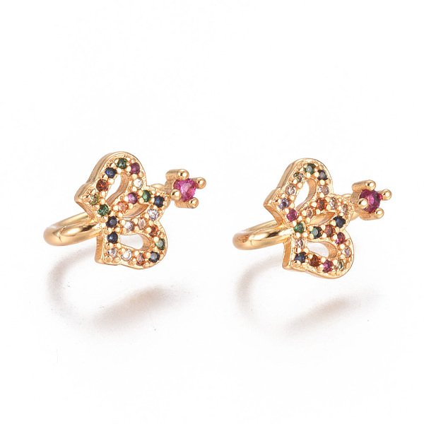 

PandaHall Golden Plated Brass Micro Pave Cubic Zirconia Cuff Earrings, Long-Lasting Plated, Crown, Colorful, 12.5x8.5x1.5~2.5mm Cubic...